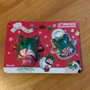 Girls squishmallow lip smackers holiday winter lip balm & keychain NEW